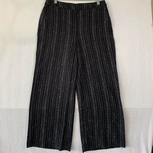 Chicos Palazzo Pants Women 0.5 Black Striped Pull On Wide Leg Flare Casual Boho